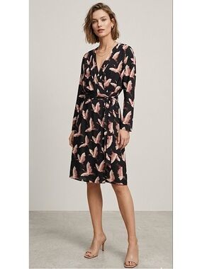 Mango Suit MNG Women’s Pink Flamingo Wrap Dress Size Large